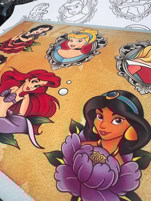 Image of Disney Princess Set A & B (4 sheets) 11x14 w/ Lines 
