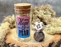 Image 1 of Hope and Fear Duality Dice | Handmade Pair of D12 Dice Beige and Blue