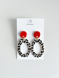 Paire de boucles d’oreilles céramique TOTEM OVALA PERCA rouge