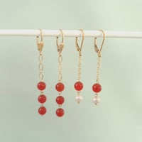 Image 2 of Boucles d'oreilles cornaline et perles de culture  roses