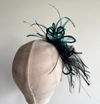 Image 3 of Teal rouleau flower & feather headpiece 