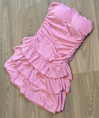 Image 3 of Bandeau ruched frill playsuit 