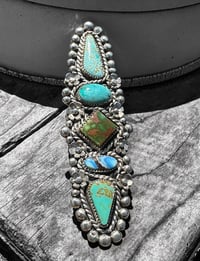 Image 2 of Ride the Sky Sterling Silver 5 Stone Mixed Turquoise Statement Ring 8.5