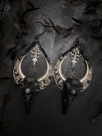 Image 5 of Silver black crow hangers w moonstone 