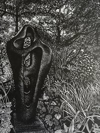 Image 2 of ‘Barbara’s garden’ Original Lino Print