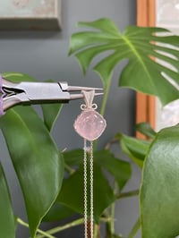 Image 2 of Silver Rose Quartz Diamond Crystal Necklace 