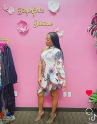 Image 1 of 🌸One shoulder peacock print exotic dress🌺