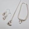 Heart Stamped Necklace, Bracelet, Earrings 