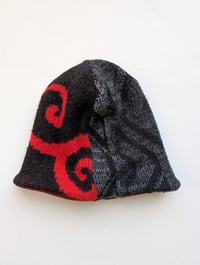 Image 2 of Upcycled Reversible Beanie Black x Red Coogi