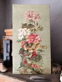 Image 5 of Peinture à l'huile, géranium en fleur 