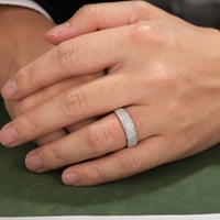 Image 2 of Newshe 925 Sterling Silver Wedding Band 7mm Width with 4 Row 84 Round Cut 5A Zircon Engagement Ring 
