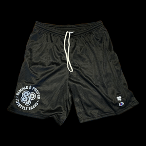 Image of S&P-“Circle Branded Logo” Mesh Shorts (Black)