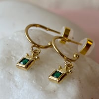 Image 3 of Mini Green Crown Half Hoops
