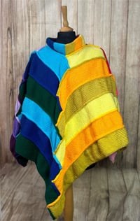 Image 3 of Rainbow Vintage Design, Knitted Poncho, Thick & Warm, Handmade , Size S (fit up to U.K size 10)