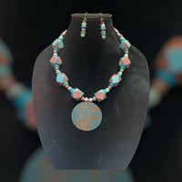 Image 2 of Hand Painted Turquoise Necklace Set