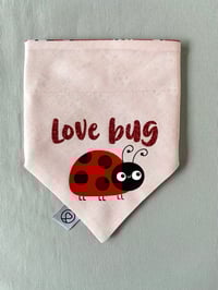 Image 3 of Ladybird Valentine Reversible Dog Bandana - Handmade Cotton Love Bug Bandana