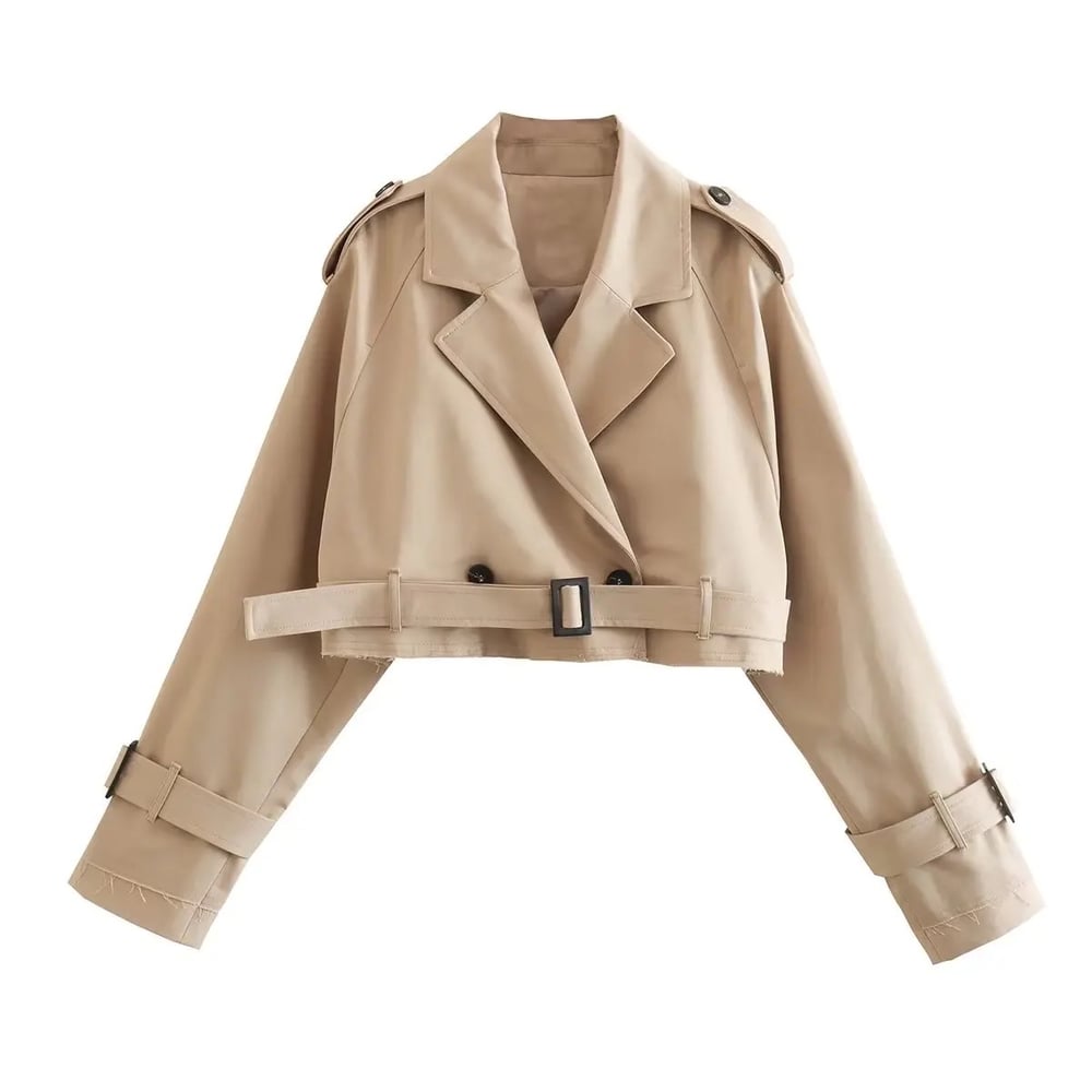 Image of Oversized Cropped Trench Jacket 