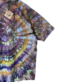 Image 4 of XXL Adult Combed Cotton Tee in Earthy Cool Spiral Ice Dye