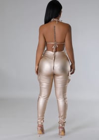 Image 3 of Bronze Faux Leather Cargo Pants 