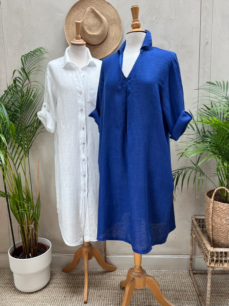 Image of Robe En Lin Daphné Bleu Majorelle