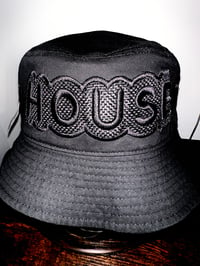 Image 3 of Black on Black Embroidered ‘HOUSE’ Bucket Hat