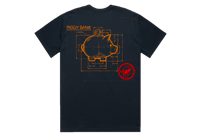 Oversized Navy Piggy Bank Tee W/Orange Print