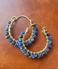 Image 1 of AZURA — Lapis Lazuli Swing Hoop Earrings