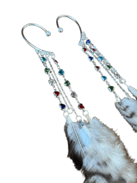 Image 3 of Rainbow Heart Feather Ear Cuffs 