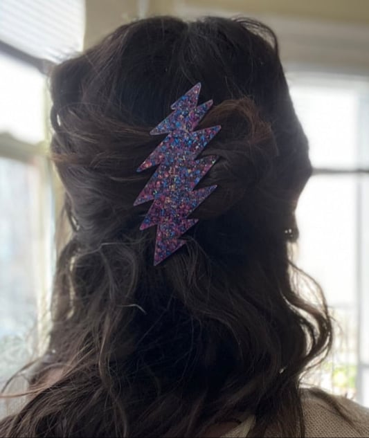 Image of Blue and Purple glitter 13 point hair clip
