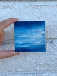 Image 3 of “flight across the sea” oil on canvas 3 x 3 inches