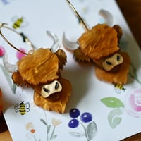 Image 2 of Harper the Highland Cow - hoop earrings 