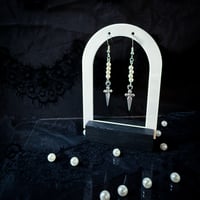 Image 1 of ‘Through The Heart’ - Stake & Pearl Earrings 