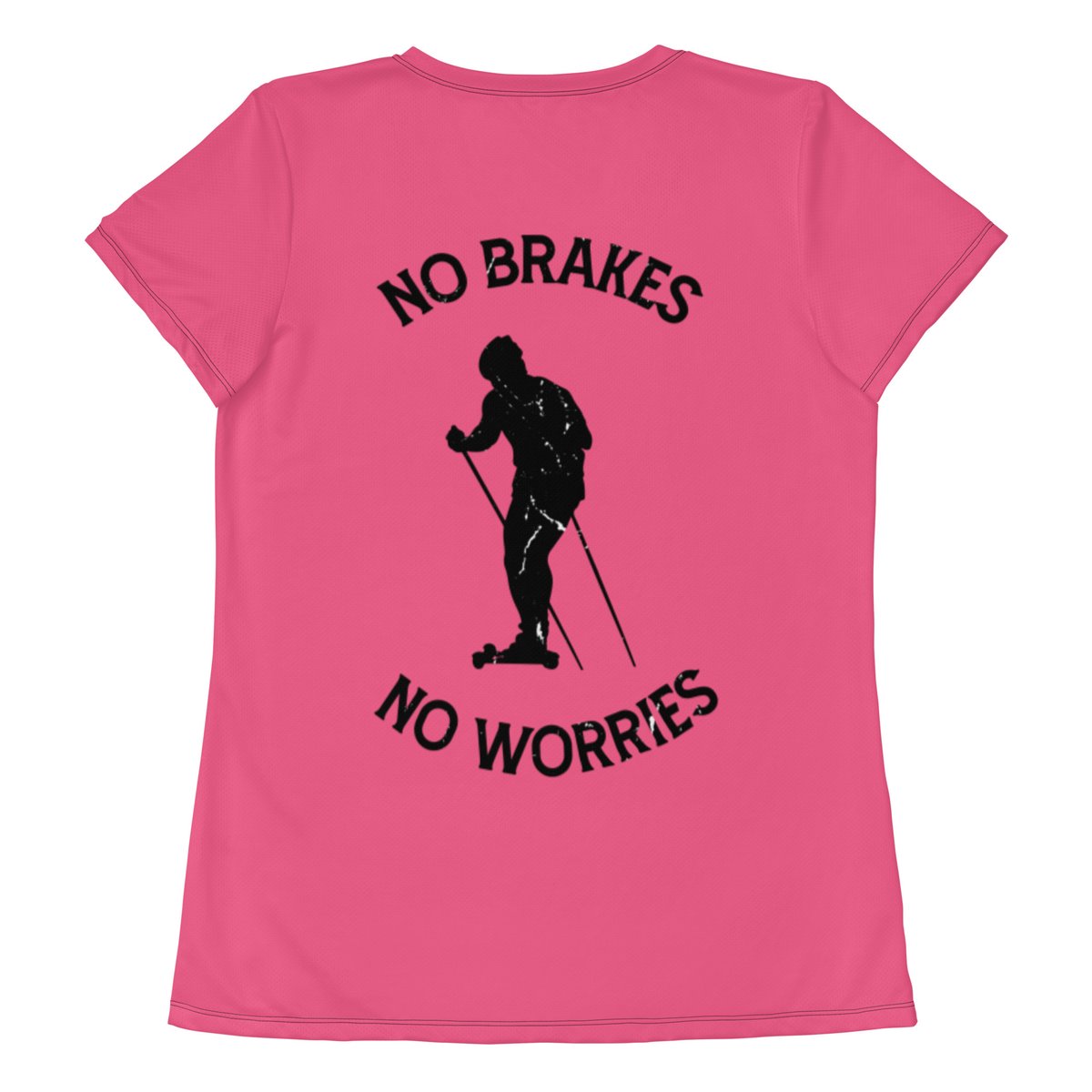 Image of 'No Brakes No Worries' Women's Roller-Skiing Shirt (Pink)