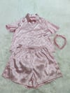 LV Silk Pink Pajama Set (with headband)