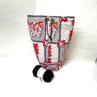 Image 3 of Grey Red Sprig Barkcloth Knitting Bag