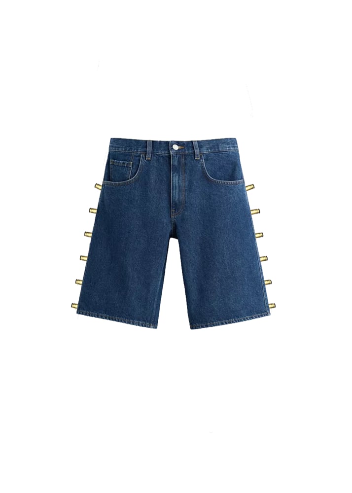 Image of SHELL DROPS SHORTS (DARK BLUE DENIM)