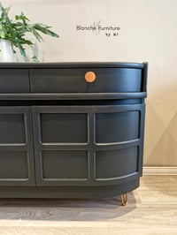 Image 3 of Luxurious, Large Curved Sideboard by Nathan in Dark Grey with copper