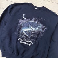 Image 2 of Vintage Nighttime Bass Fishing Crewneck - L