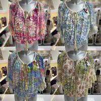 Image 1 of Colour Burst Crop Tassel Lace Top