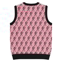 Image 12 of Eugene Teal - Frog with Knife Knit V-neck Vest - Pik and Black