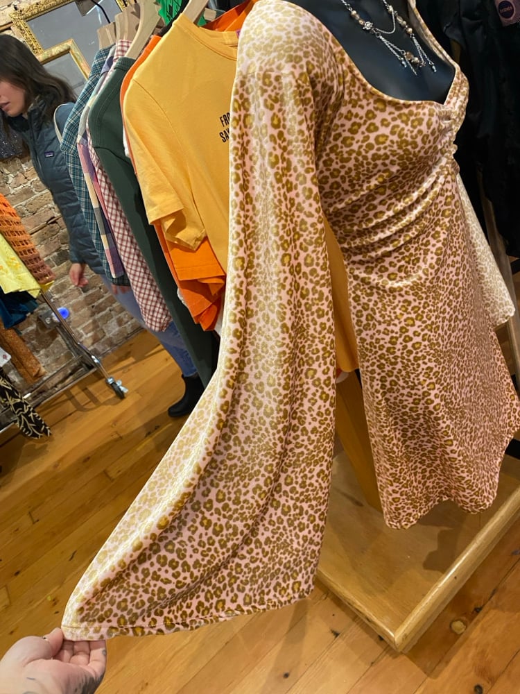 Image of Bell Sleeve Dress (baby pink leopard)