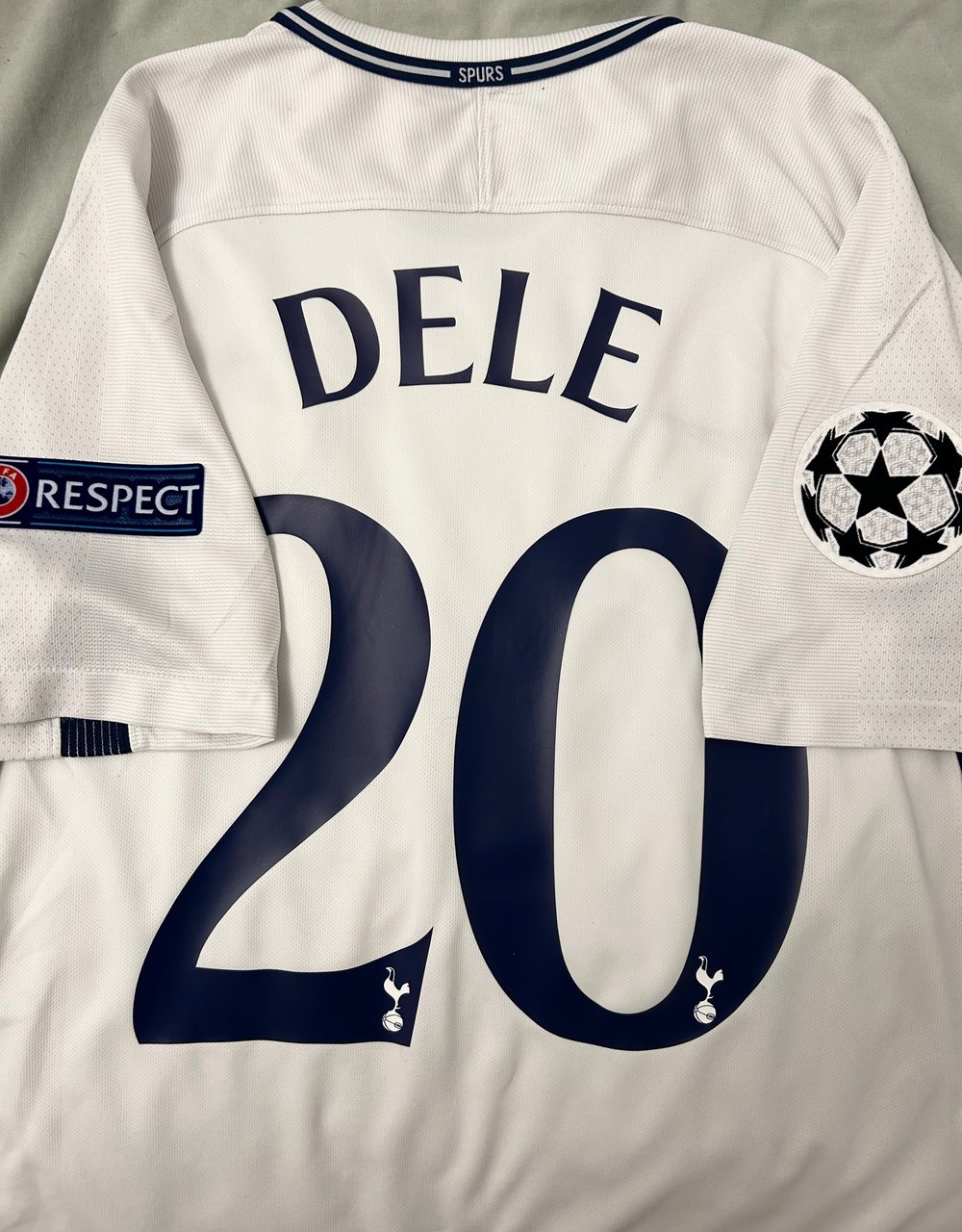 Image of Tottenham Hotspur “DELE 20” 2017/18 Home Shirt + UCL patches (M)