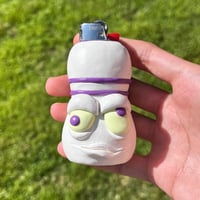 Image 1 of White & Purple Bowling Pin 1 Of 1 Clay Lighter Case