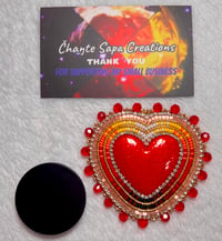 Image 7 of Hand Polished Dark Red Heart Beaded Popsocket 