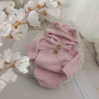 Image 1 of Fluffy Bear romper size 9-12 months - baby pink