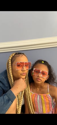 Image 3 of Pink, colorful, pearl sunglasses with matching pop socket for big girls & moms 