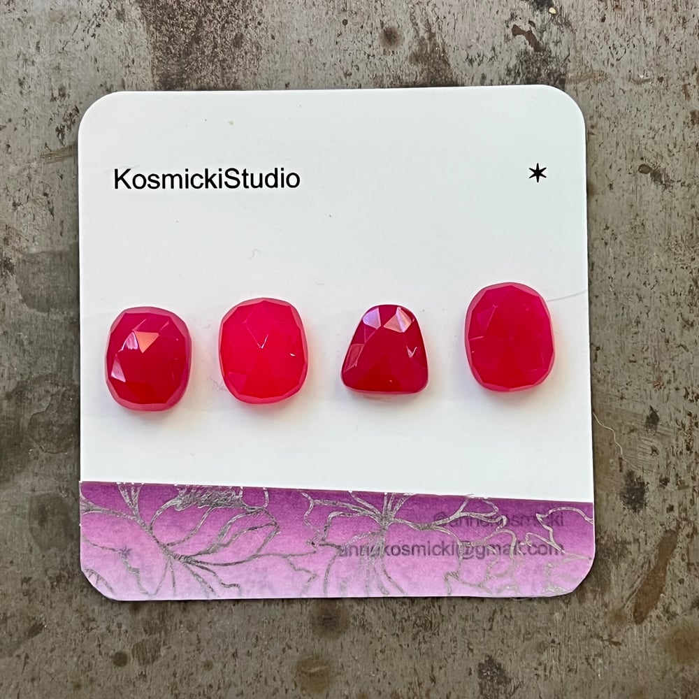 Image of Hot Pink Chalcedony Cabochon Set