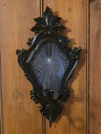 Image 1 of Ornate black wall hanging candle holder - preserved web A