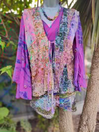 Image 1 of Mykonos sari jewel oversized waistcoat / top 10-18 rainbow