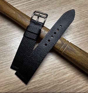 Image of Black French Grained Calfskin Watch Strap